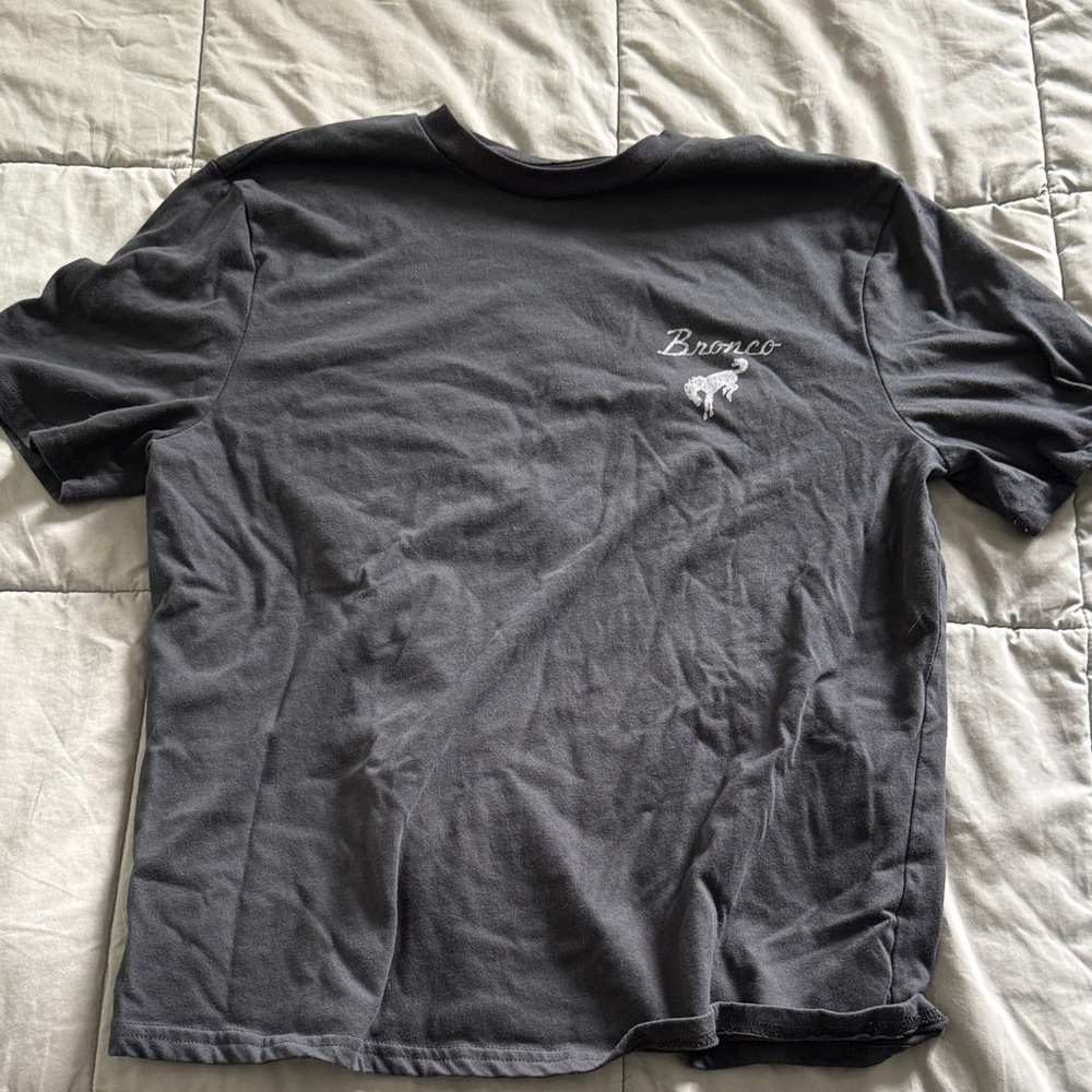 Hybrid Apparel Black Short Sleeve T‑Shirt with White Bronco Logo